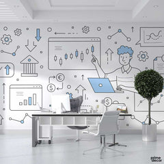 Stock Market Doodle Concept | Office Wallpaper Mural