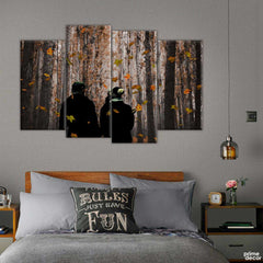 Couple in Forest (4 Panel) | Forest Wall Art - Prime Décor