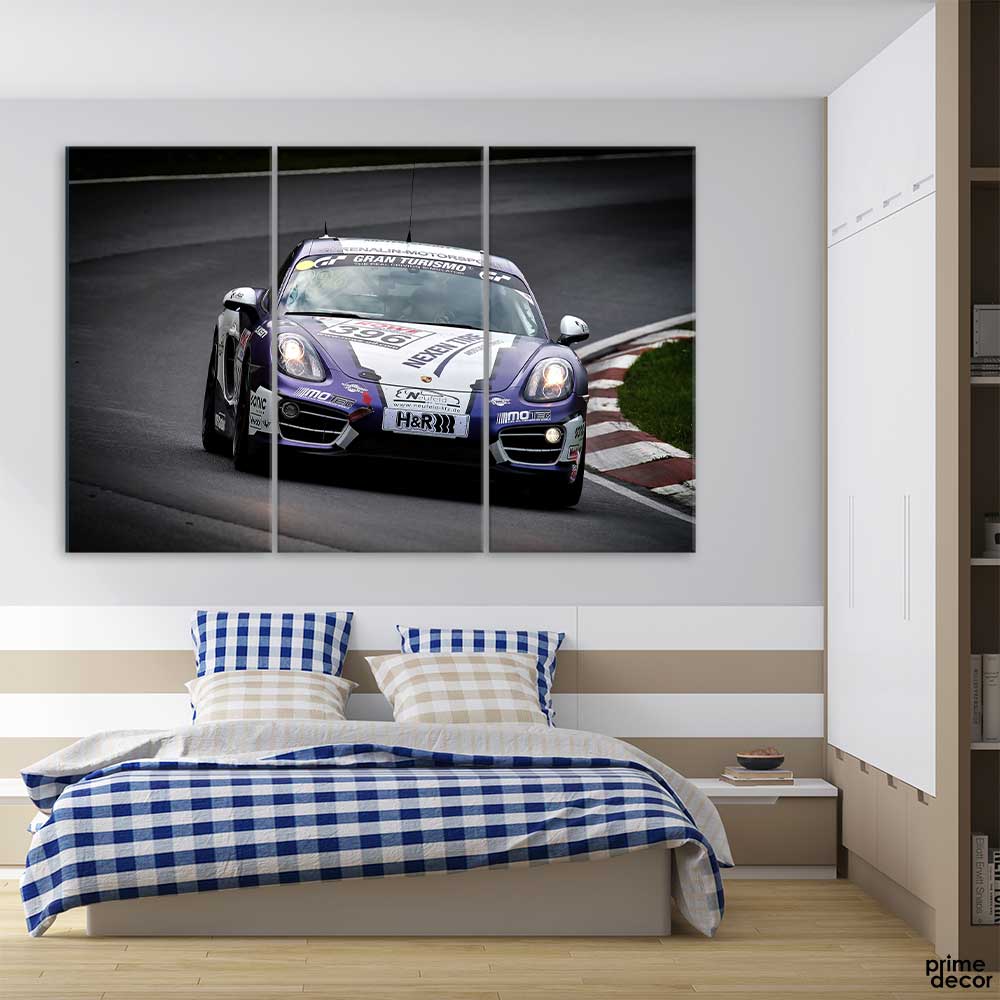 Porsche Blue & White Car (3 Panel) | Car Wall Art - Prime Décor