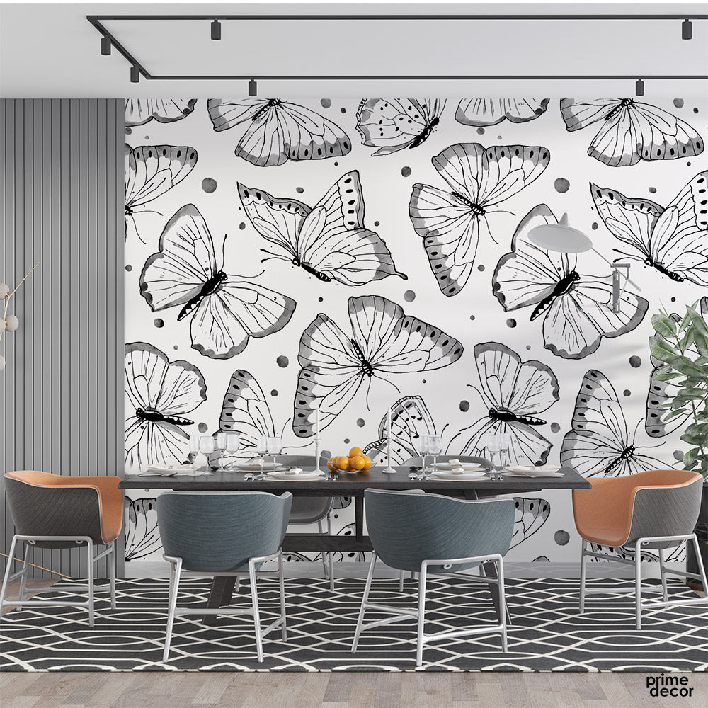 Ink Butterfly Background | Pattern Wallpaper Mural - Prime Décor