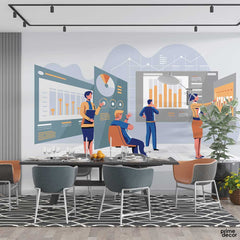 People Analyzing Growth Chart | Office Wallpaper Mural