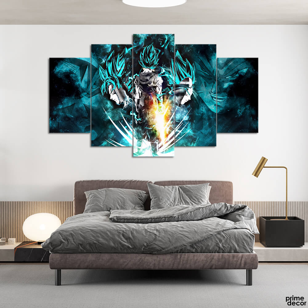 Goku in Action Dragon Ball Z (5 Panel) Anime Wall Art - Prime Décor