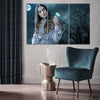 Young Girl Contemplating an Hourglass in the Moonlight (3 Panel) Nature Wall Art