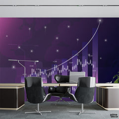 Financial Growth Purple Chart Design | Office Wallpaper Mural - Prime Décor