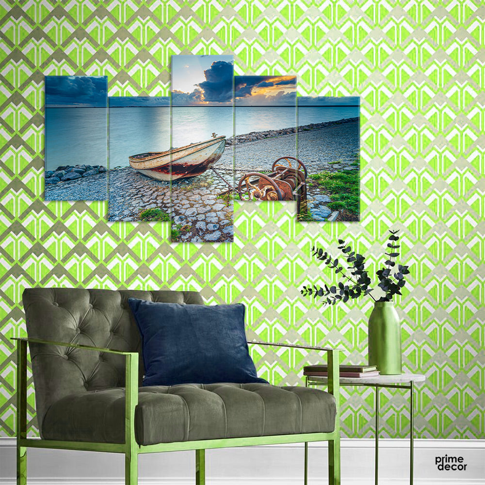 Old Rusty Fishing Boat Slope (5 Panel) | Landscape Art Work - Prime Décor