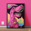 T-rex Eating Pizza | Funky Poster Wall Art