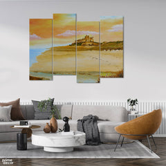 The Sand Castle on the Beach (4 Panel)  Landscape Wall Art - Prime Décor