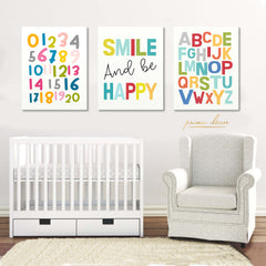 Alphabet & Numbers (Set of 3) Nursery Poster Art - Prime Décor