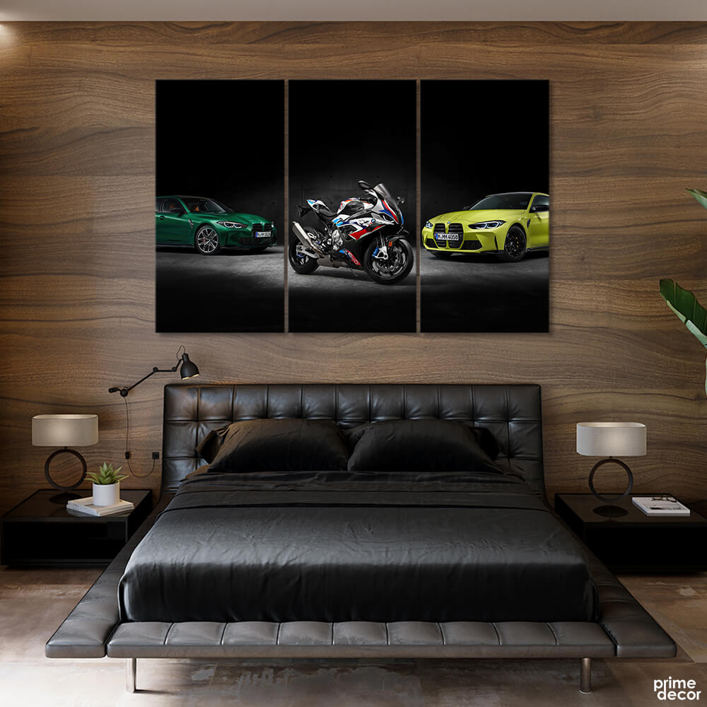 BMW Squad Black Background (3 Panel) Cars Wall Art On Sale - Prime Décor