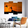 Bikers on Cliff Silhouette (4 Panel) Sports Wall Art