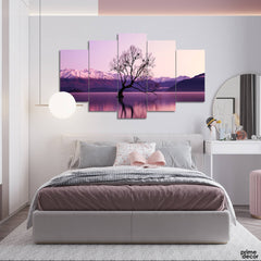 Birds on Tree Wanaka Lake (5 Panel) Landscape Wall Art - Prime Décor