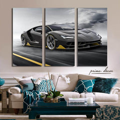 Black Lamborghini (3 Panel) Cars Wall Art - Prime Décor
