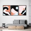 Black & Pink Minimal Waves (3 Panel) Digital Wall Art