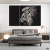 Black & White African Lion (3 Panel) Animal Wall Art