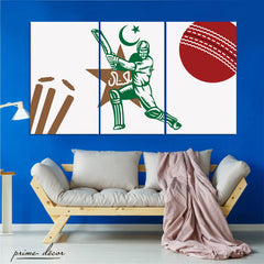 “Bleed Green” Team Pakistan (3 Panel) Cricket Wall Art - Prime Décor
