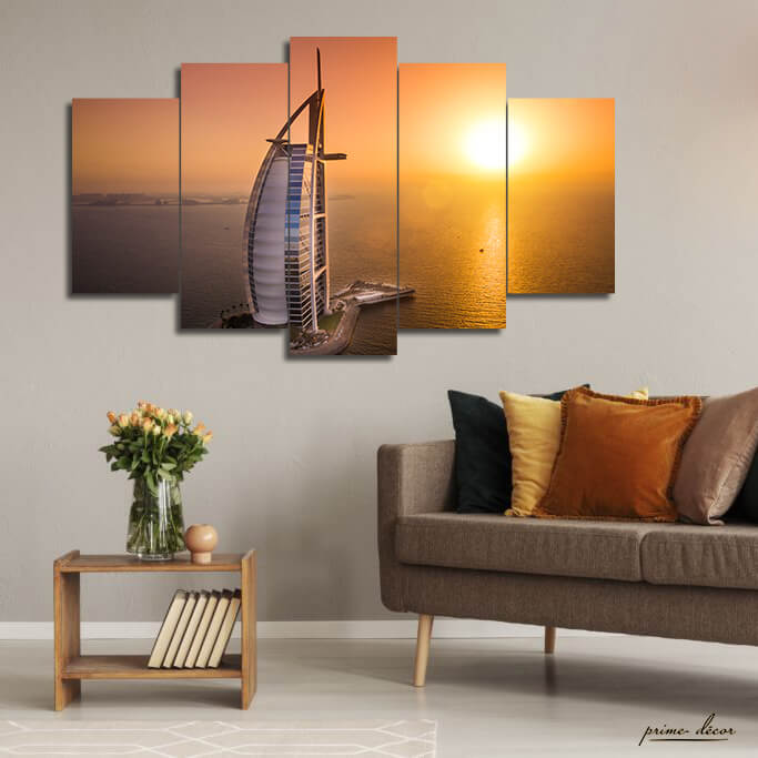 Burj Dubai Sunset (5 Panel) Travel Wall Art - Prime Décor