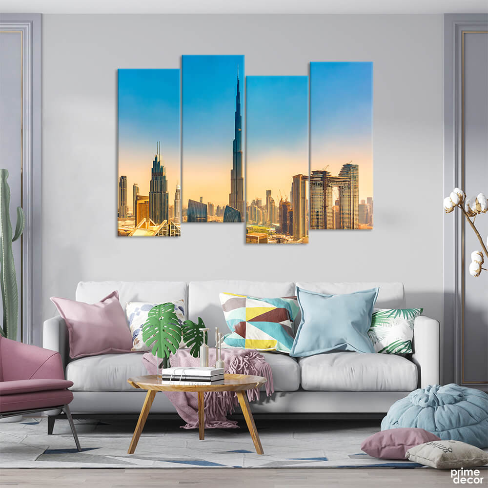 Burj Khalifa Under the Sky (4 Panel) Architecture Wall Art - Prime Décor
