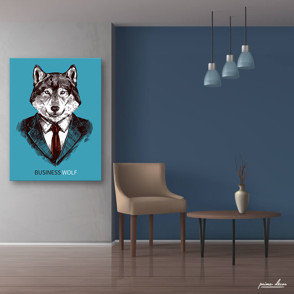 Business Wolf (Single Panel) Office Art - Prime Décor