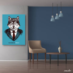 Business Wolf (Single Panel) Office Art - Prime Décor
