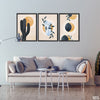 Cactus with the Sun Abstract Painting (3 Panel) Digital Wall Art