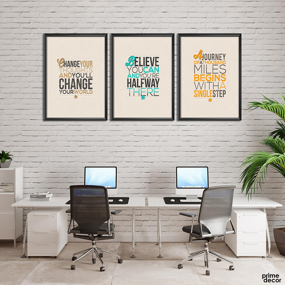 Change Your Thoughts Trio (3 Panel) Motivational Wall Art– Prime Décor