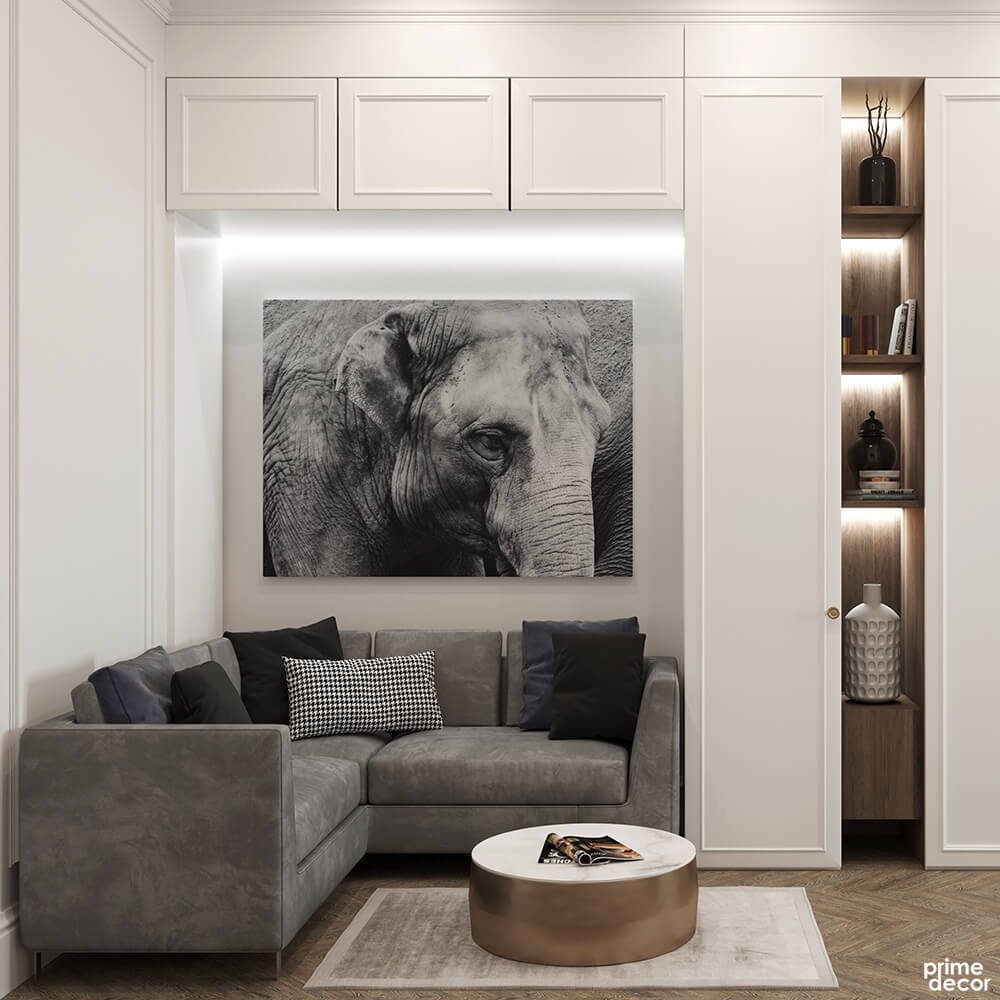 Charcoal Elephant (Single Panel) Animal Wall Art - Prime Décor