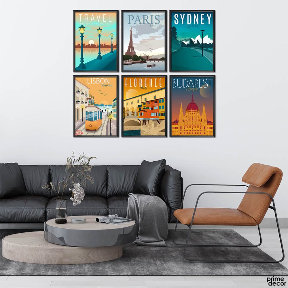 Cities Collection Travel Art Vol-1 (6 Panel) Travel Wall Art – Prime Décor