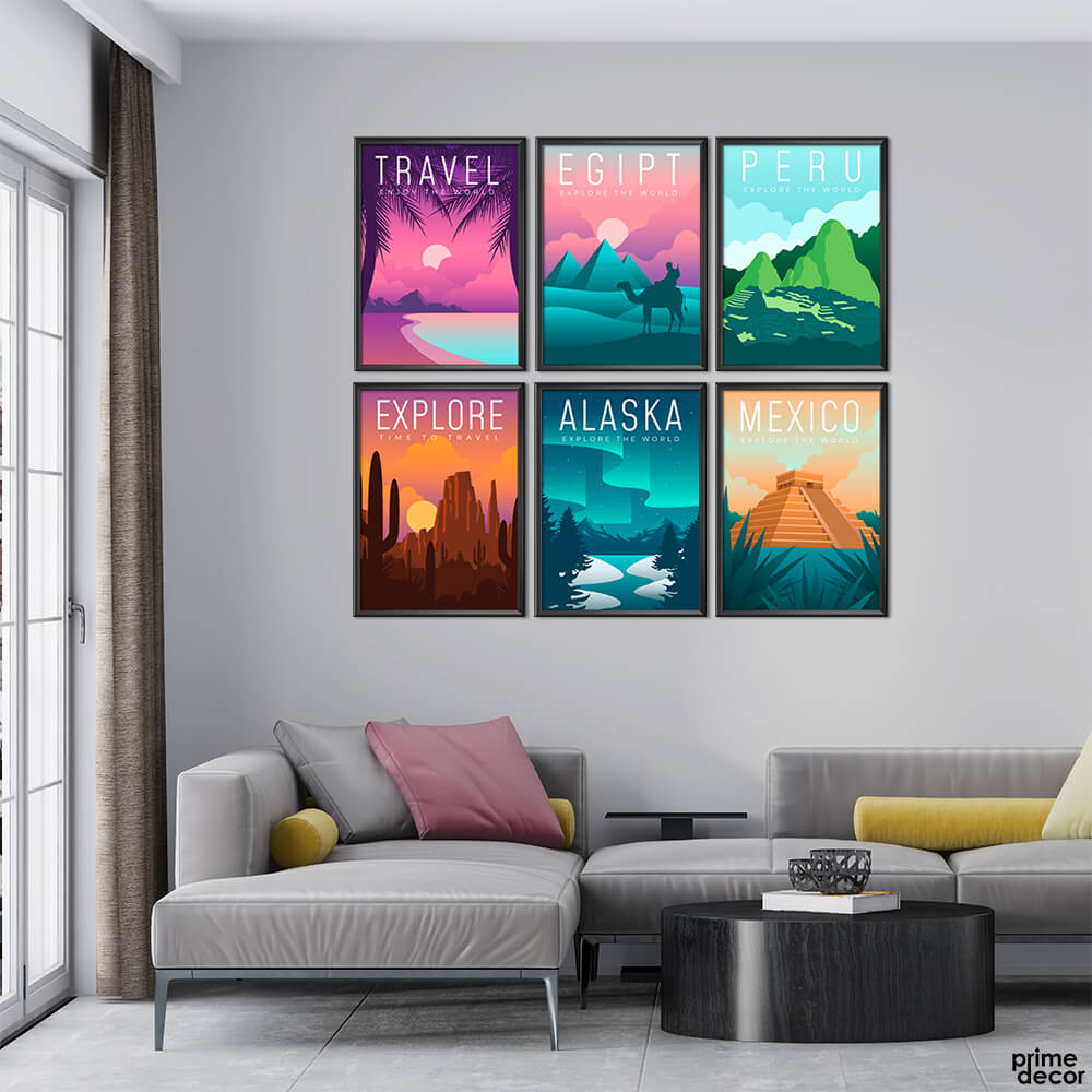 Cities Collection Travel Art Vol-2 (6 Panel) Travel Wall Art - Prime Décor