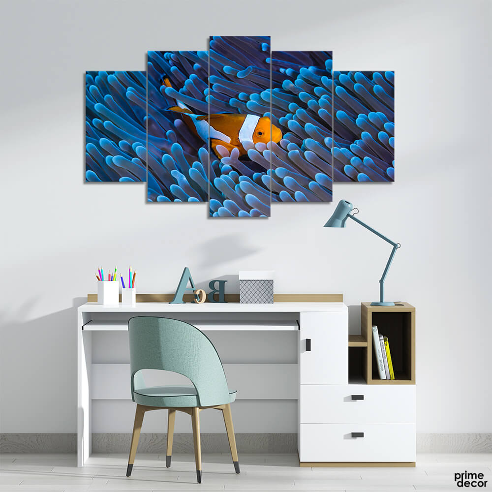 Clownfish in Coral Reefs (5 Panel) Nature Wall Art Prime Décor