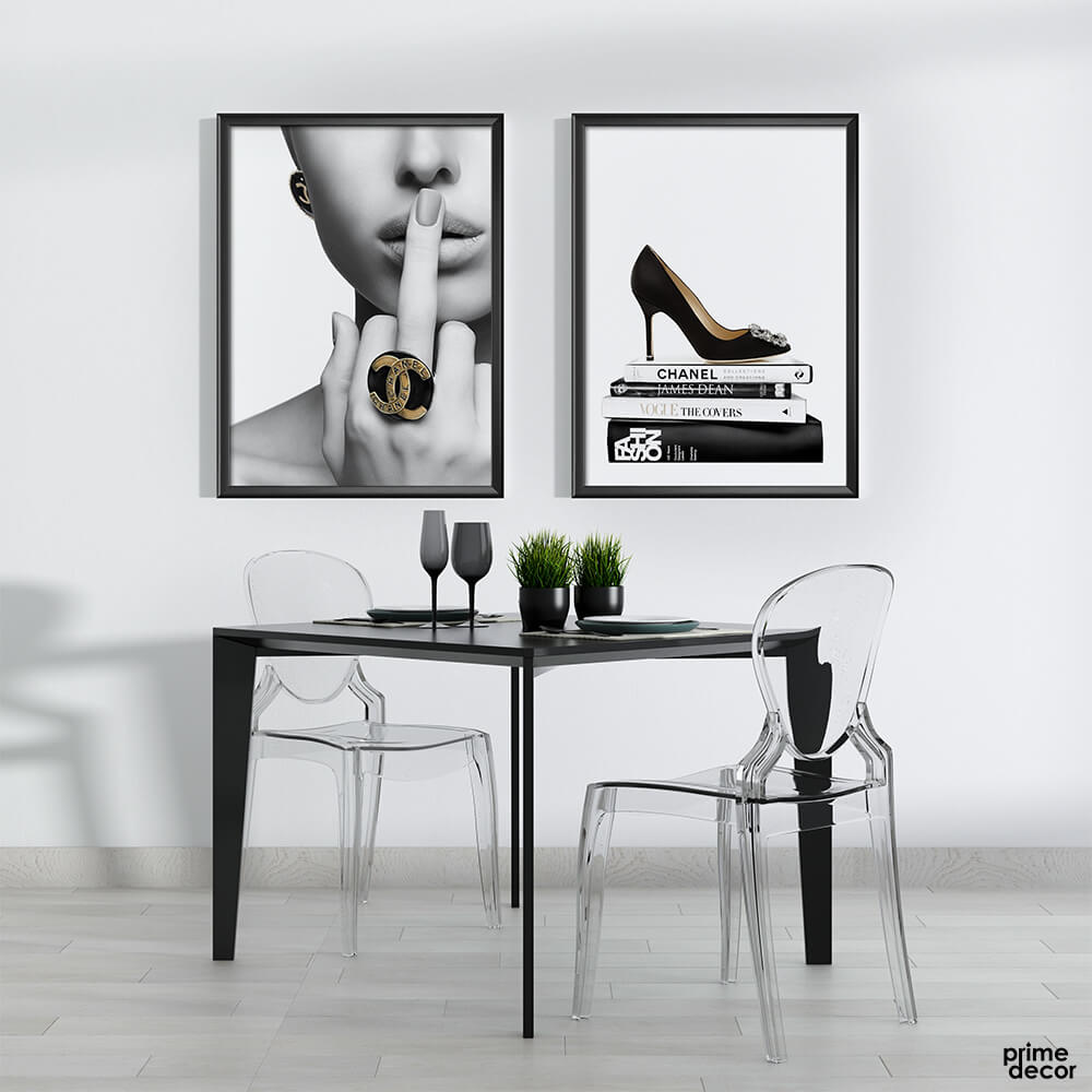 Coco Chanel Middle Finger with Heels (2 Panel) Fashion Wall Art - Prime Décor
