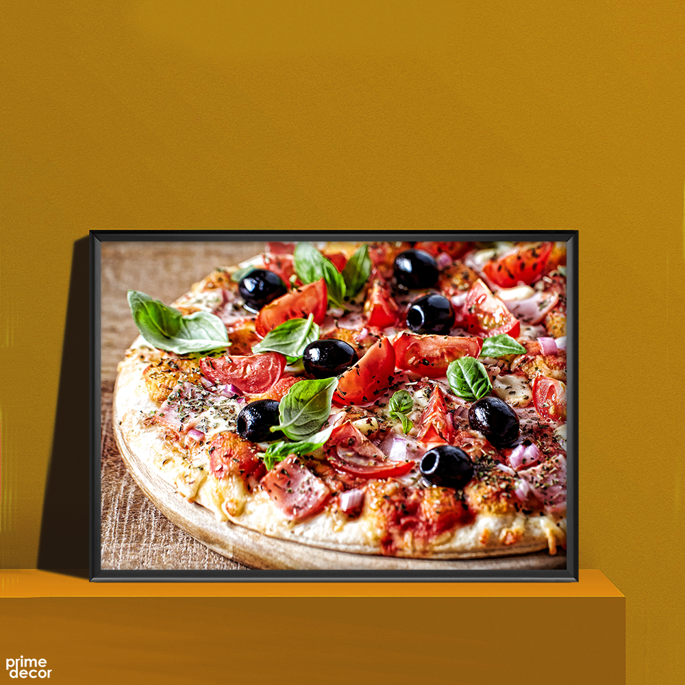 Pizza with Sausage and Olives | Food Poster Wall Art - Prime Décor