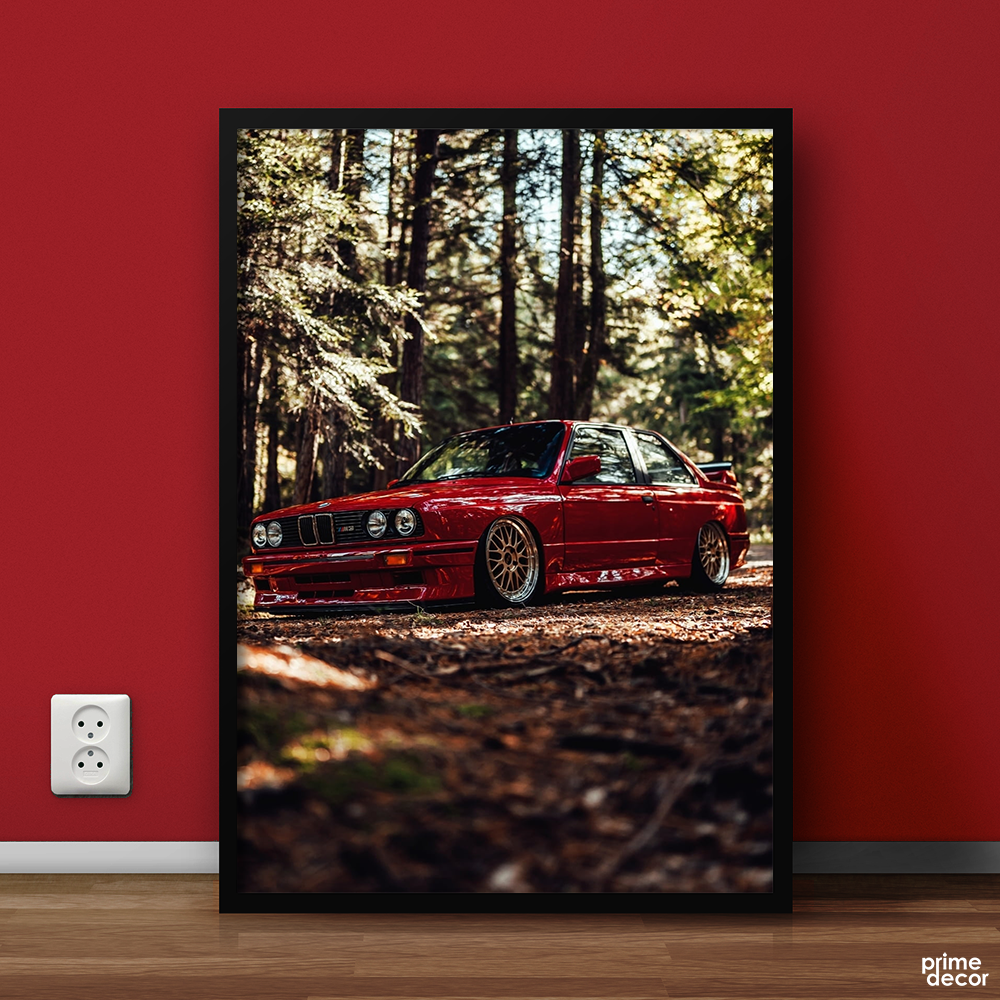 BMW E30 Red | Car Poster Wall Art - Prime Décor