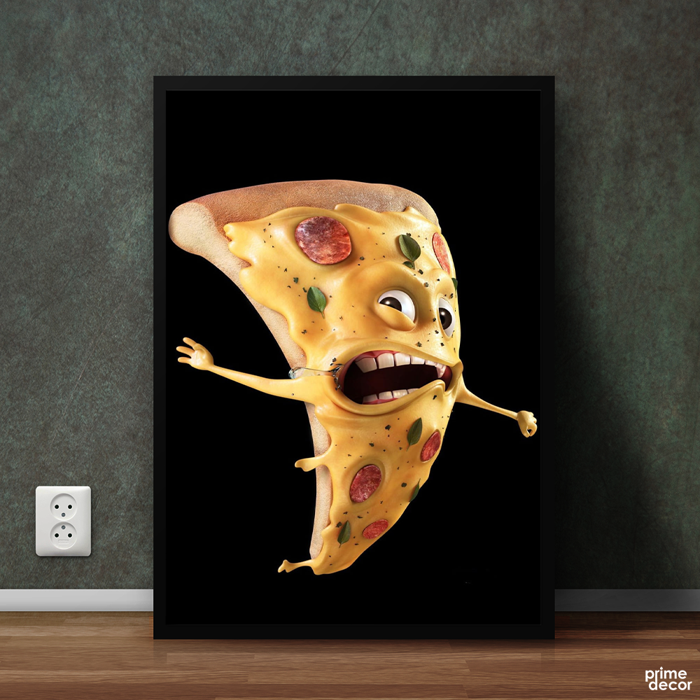 Funny Pizza Slice | Food Poster Wall Art - Prime Décor