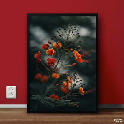 Orange & Black Flowers (Single Panel) | Floral Wall Art - Prime Décor