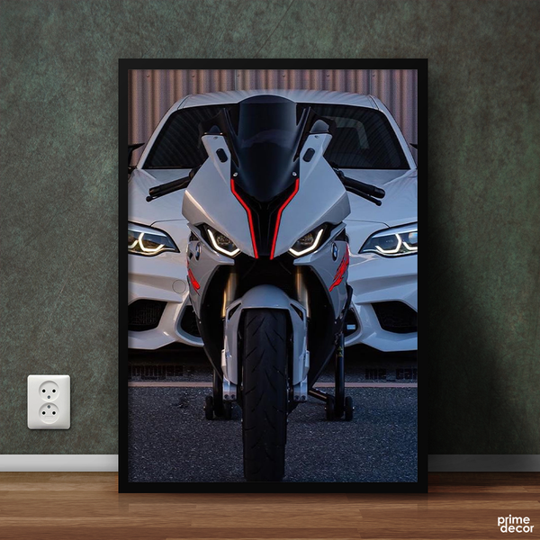 BMW Bike & BMW Car | Car & Bike Poster Wall Art - Prime Décor