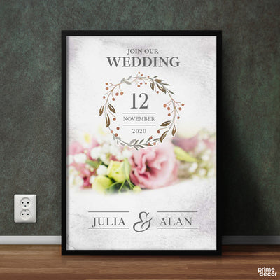 Save the Date Pink and White Floral | Wedding Wall Art - Prime Décor