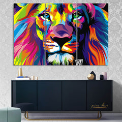 Colorful Lion Art (3 Panel) Abstract Wall Art - Prime Décor