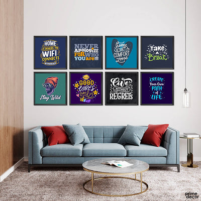 Cool Enjoyment Typography Mix (8 Panel) Home Wall Art - Prime Décor