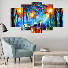 Couple In Rain (5 Panel) Wall Art - Prime Décor