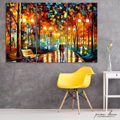 Couple Walk In Rain (3 Panel) Wall Art On Sale - Prime Décor