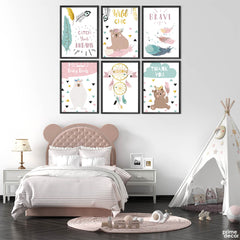 Cute Bear Motivational Art (6 Panel) Kids Wall Art - Prime Décor