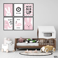 Cute Rabbit Motivational Art (6 Panel) Kids Wall Art - Prime Décor