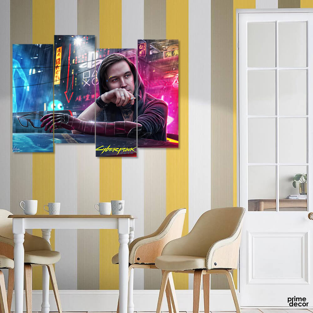 Cyberpunk 2077 Colorful (4 Panel) Games Wall Art - Prime Décor