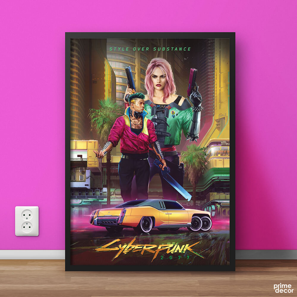 Cyberpunk 2077 Style Over Substance Games Poster Wall Art Prime Décor 6807