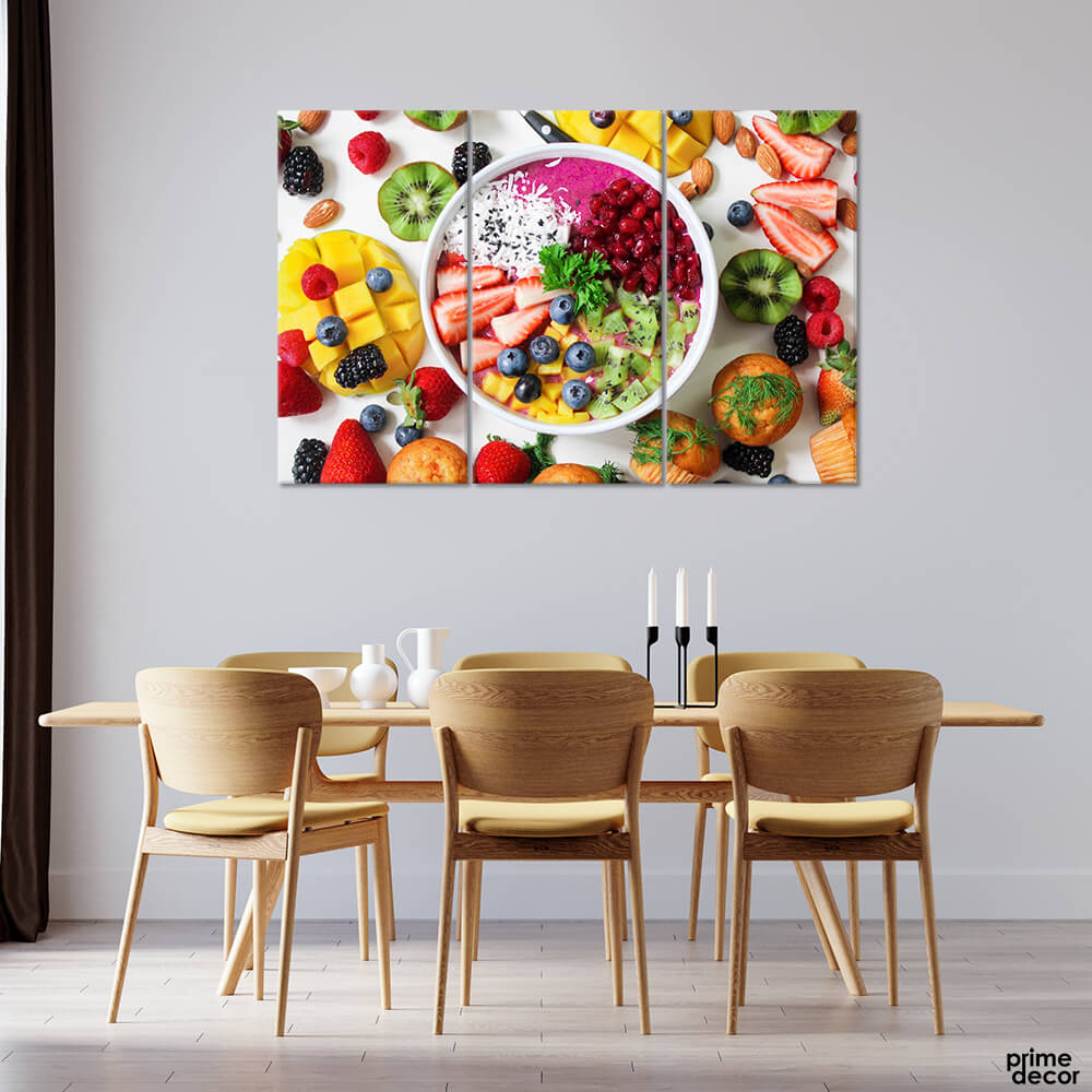 Delicious Fruits in the Bowl (3 Panel) Food Wall Art - Prime Décor