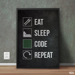Eat Sleep Code Repeat | Movie Wall Art - Prime Décor