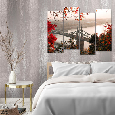 Elisabeth Bridge Budapest In Autumn Colors (4 Panel) Nature Wall Art On Sale - Prime Décor