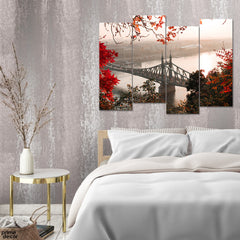 Elisabeth Bridge Budapest In Autumn Colors (4 Panel) Nature Wall Art On Sale - Prime Décor