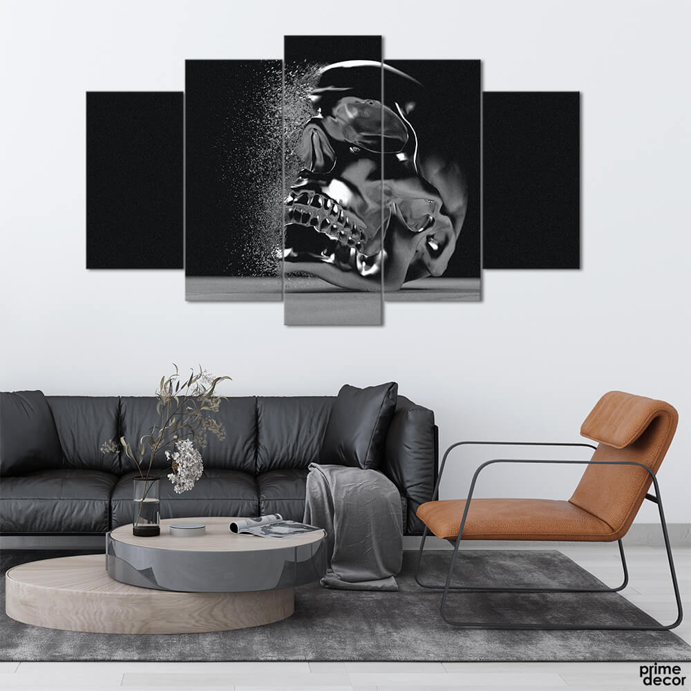Evaporating 3D Skull (5 Panel) 3D Wall Art - Prime Décor