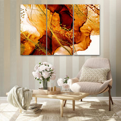 Exotic Art Golden Swirl (3 Panel) Abstract Wall Art On Sale - Prime Décor